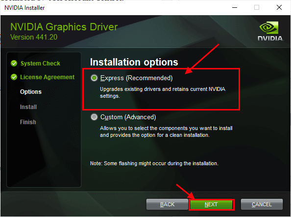nvida-express-installation إصلاح التطبيقات التي تظهر غير واضحة في Windows 10