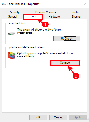 optimize-the-disk-fragmentation إصلاح: عملية System Idle تستخدم وحدة المعالجة المركزية بشكل مكثف