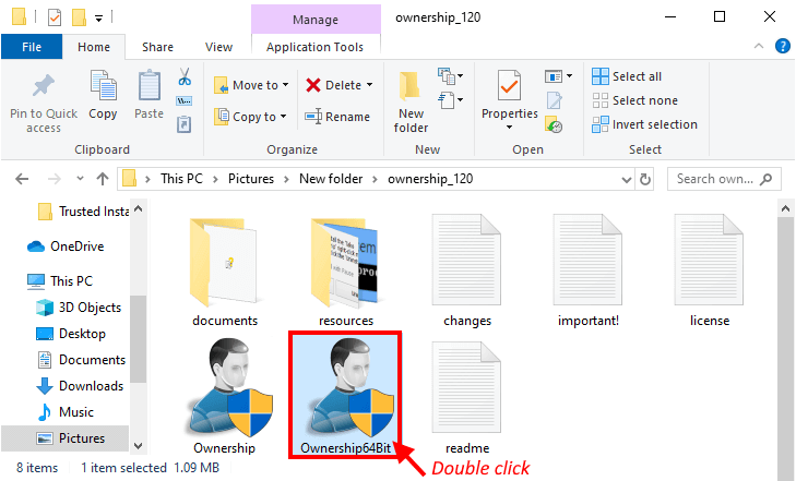 ownership_64-open كيفية حذف الملفات المحمية بواسطة TrustedInstaller في Windows 10