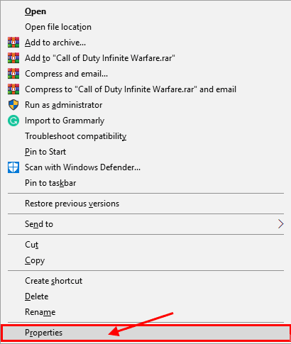 properties-1-1 إزالة الدرع الأصفر والأزرق من الرموز بسهولة في نظام التشغيل Windows 10