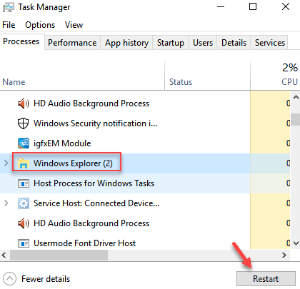 restart-windows-explorer-min النقر بزر الماوس الأيمن على قائمة ابدأ / شريط المهام  لا يعمل في windows 10