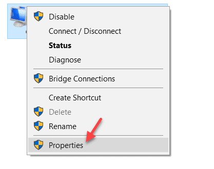 right-clik-properties-network-min إصلاح خطأ Microsoft Store 0x80D02017 أثناء التنزيل في Windows 10