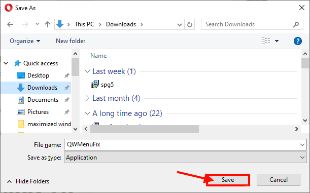 save-QWMenufix-tool إصلاح: شريط العنوان وجزء من Windows مفقود في Windows 10 Pro