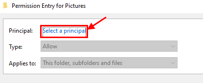 select-a-principle كيفية حذف الملفات المحمية بواسطة TrustedInstaller في Windows 10