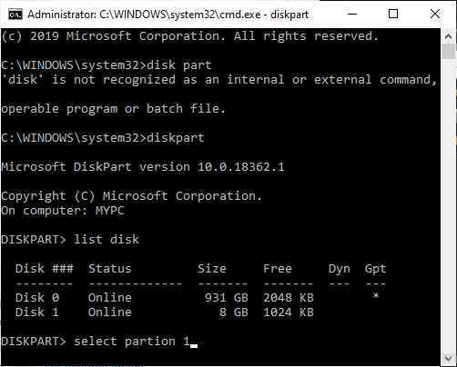 select-partition إصلاح : خطأ أثناء نسخ الملف أو المجلد: خطأ غير محدد في Windows 10