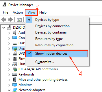show-hidden-1 إصلاح: اختفاء خيار تشغيل Bluetooth On إيقاف / Off في Windows 10