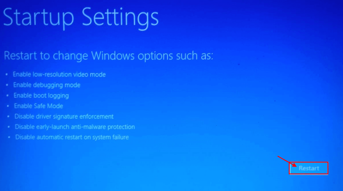 startup-settings حل مشكلة - إصلاح بدء التشغيل في حلقة لانهائية في نظام التشغيل Windows 10