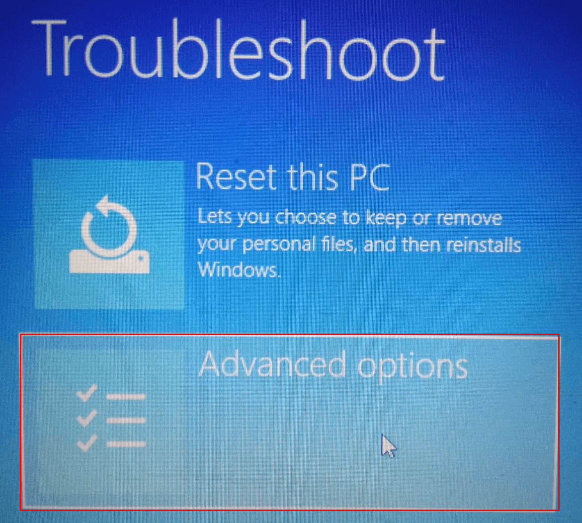 troubleshoot_advanced حل مشكلة - إصلاح بدء التشغيل في حلقة لانهائية في نظام التشغيل Windows 10