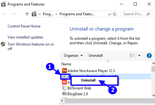 uninstall-a-program-2 إصلاح: شريط العنوان وجزء من Windows مفقود في Windows 10 Pro