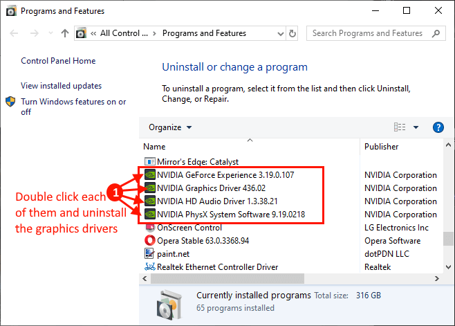 uninstall-graphics-driver إصلاح: شريط العنوان وجزء من Windows مفقود في Windows 10 Pro