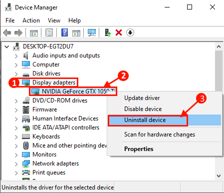 unisntall-graphics-driver_device-manager إصلاح: خطأ فادح في البنية الأساسية في نظام التشغيل Windows 10