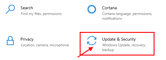 update-and-security-1 إصلاح:عدم عمل تطبيق Your Phone في Windows 10