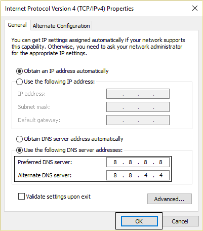 use-google-DNS-to-fix-error 10 طرق لإصلاح حل خطأ المضيف Host في Chrome