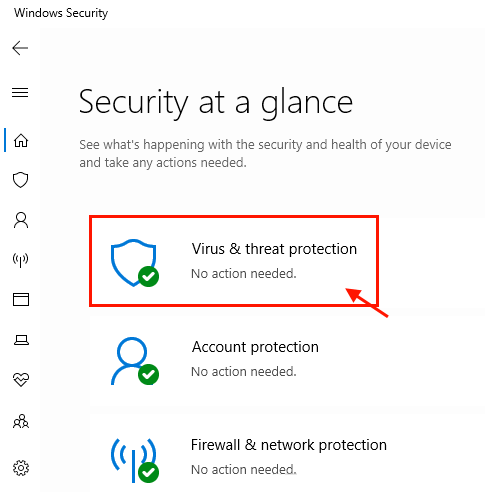 virus-and-threat-protection إصلاح : خطأ أثناء نسخ الملف أو المجلد: خطأ غير محدد في Windows 10