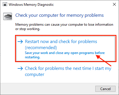 windows-meory-diaognostic إصلاح: خطأ فادح في البنية الأساسية في نظام التشغيل Windows 10