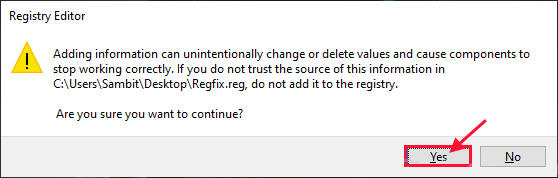 yes-merge كيفية حذف الملفات المحمية بواسطة TrustedInstaller في Windows 10