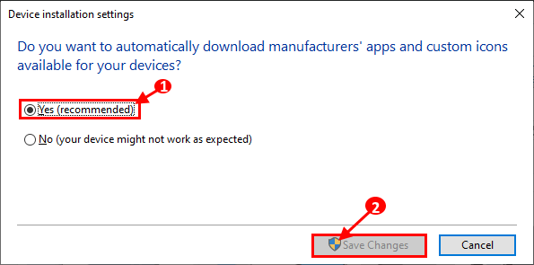 yes_device-installation-2 إصلاح: شريط العنوان وجزء من Windows مفقود في Windows 10 Pro