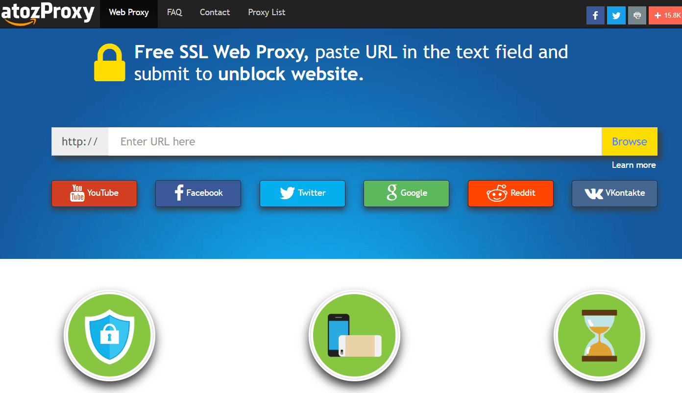 AtoZproxy أفضل 10 مواقع بروكسي مجاني لإلغاء حظر Facebook