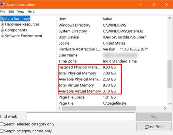 Check-RAM-on-Windows-10-using-System-Information كيفية التحقق من مقدار ذاكرة الوصول العشوائي لديك على Windows