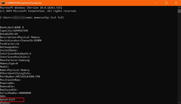 Find-Speed-and-Type-of-Memory-Using-Command كيفية التحقق من مقدار ذاكرة الوصول العشوائي لديك على Windows