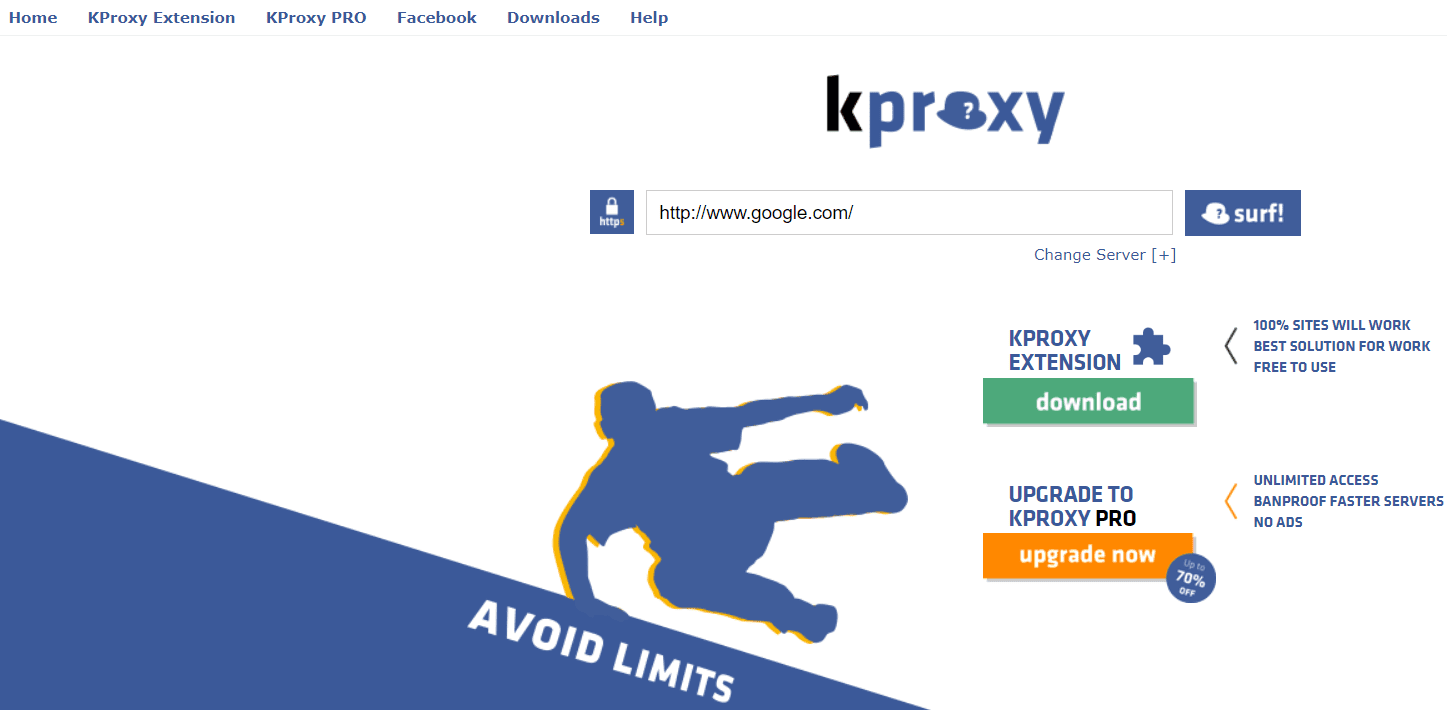 KProxy أفضل 10 مواقع بروكسي مجاني لإلغاء حظر Facebook