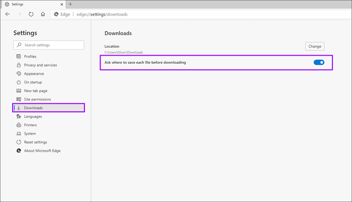 Microsoft-Edge-Chromium-Change-Dowload-Location-5_935adec67b324b146ff212ec4c69054f كيفية تغيير موقع التنزيل في Microsoft Edge Chromium
