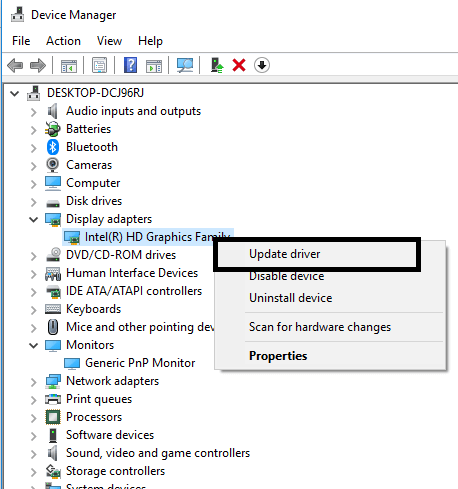 Need-to-update-the-display-driver إصلاح الشاشة الثانية لم يتم الكشف عنها في Windows 10