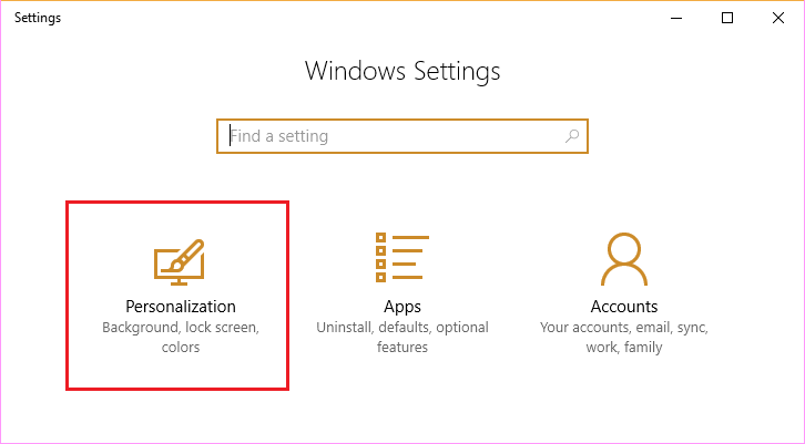 Open-Windows-Settings-App-then-click-on-Personalization-icon كيف يمكنني نقل شريط المهام الخاص بي إلى أسفل الشاشة؟
