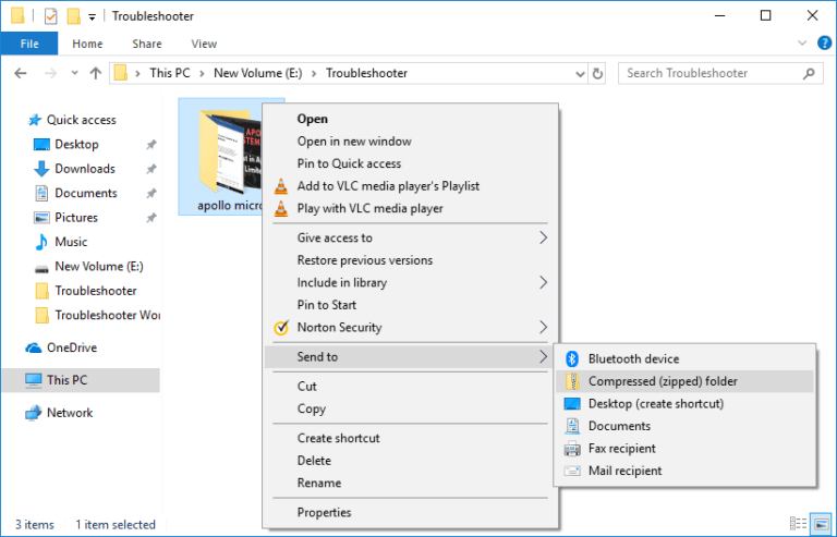 Right-click-on-any-file-or-folder-then-select-Send-to-then-select-Compressed-zipped-folder-768x493-1 إصلاح مشاكل مزامنة OneDrive على Windows 10
