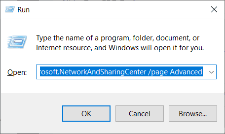Run_advanced-sharing إصلاح: خطأ لم تعد هناك نقاط نهاية متاحة من معين نقطة النهاية في Windows 10