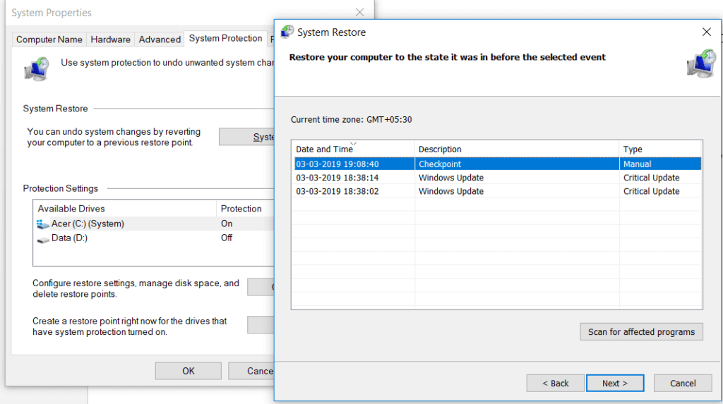 Screenshot-70-1024x573-1 كيفية استخدام استعادة النظام على Windows 10