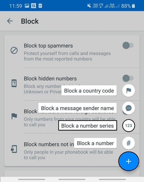 Screenshot_20200206-115902_Truecaller حظر الرسائل النصية من رقم معين على Android