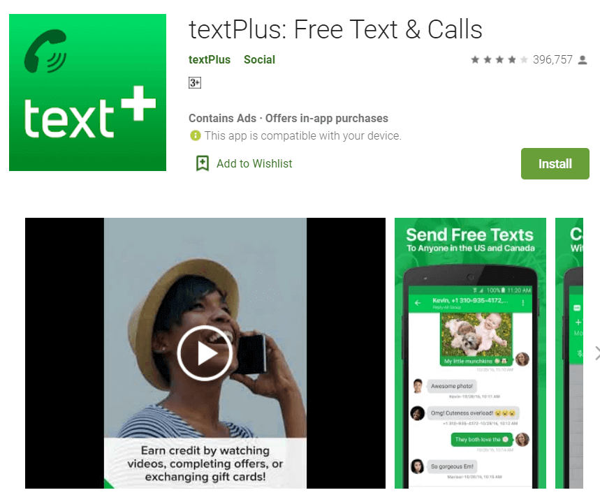 TextPlus أفضل 7 تطبيقات المكالمات الواردة الوهمية للـ Android