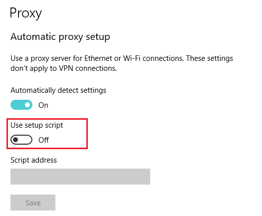 Turn-off-the-toggle-next-to-Use-setup-script إصلاح مشاكل مزامنة OneDrive على Windows 10