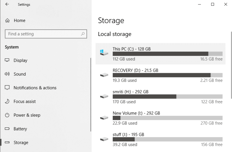 Under-Local-Storage-select-the-drive-that-you-need-to-check-the-space-for-768x503-1 إصلاح مشاكل مزامنة OneDrive على Windows 10