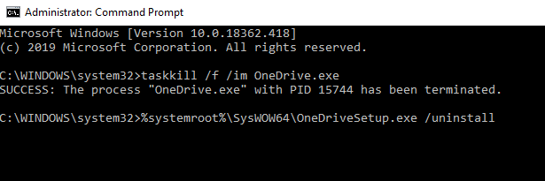 Uninstall-OneDrive-in-Windows-10-using-Command-Prompt كيفية تثبيت أو إلغاء تثبيت OneDrive في Windows 10