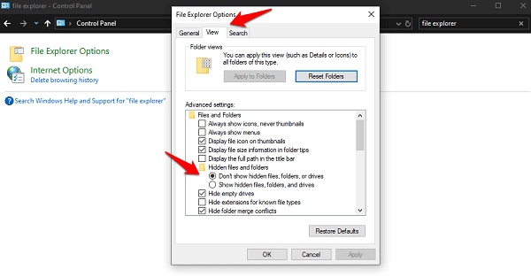 View-Hidden-Files-Folders-and-Drives-in-Windows-10-6 كيفية عرض الملفات المخفية والمجلدات ومحركات الأقراص في Windows 10