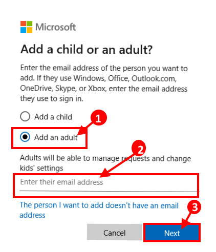 add-an-adult_next كيفية تغيير الحساب الإداري administrator الموجود بالفعل في Windows 10