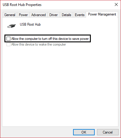 allow-the-computer-to-turn-off-this-device-to-save-power-USB-root-hub 8 طرق لإصلاح رمز الخطأ 43 على Windows 10