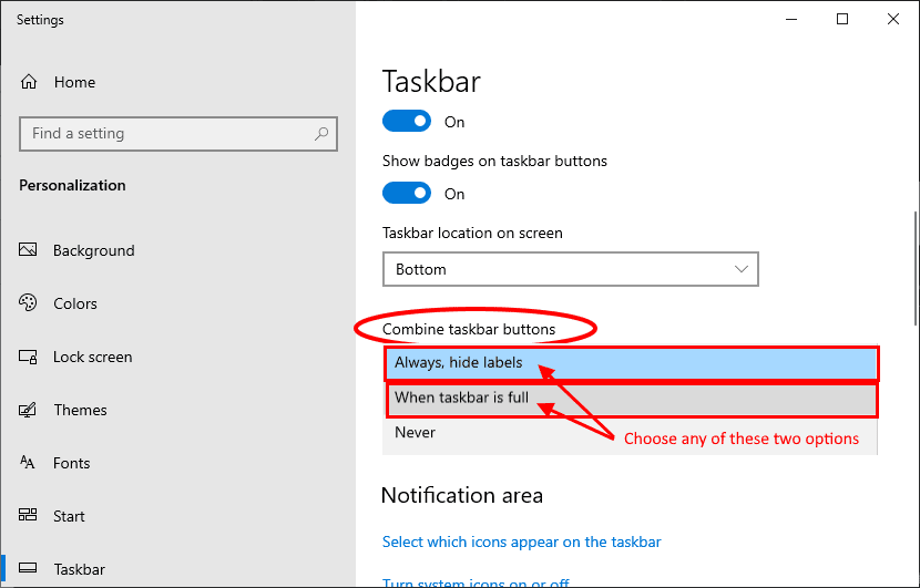 كيفية إخفاء / إظهار النصوص بجانب الرموز في شريط المهام على Windows 10 - %categories