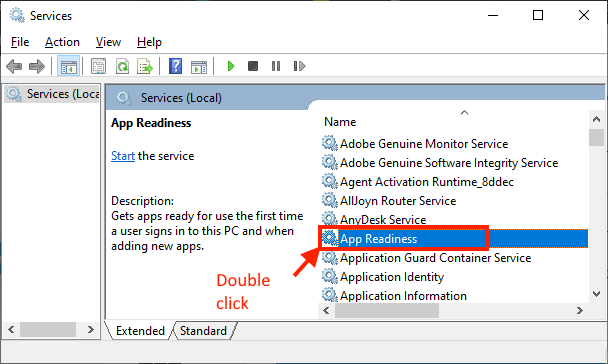 app-readiness-double-click إصلاح: Windows Update رمز الخطأ: 0x800f0922