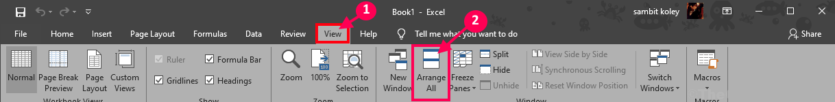 arrange-all إصلاح: مشكلة Excel Sheet باللون الرمادي في Windows 10
