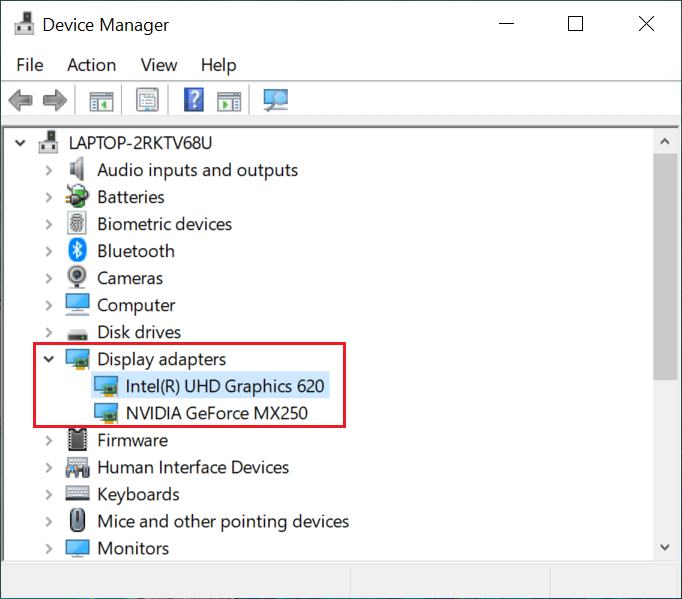 device-manager-1 إصلاح الشاشة الثانية لم يتم الكشف عنها في Windows 10