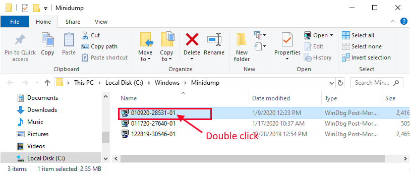 double-click-to-open-it كيفية قراءة ملفات تفريغ الذاكرة في Windows 10