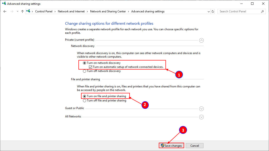file-and-printer-sharing_new إصلاح: خطأ لم تعد هناك نقاط نهاية متاحة من معين نقطة النهاية في Windows 10