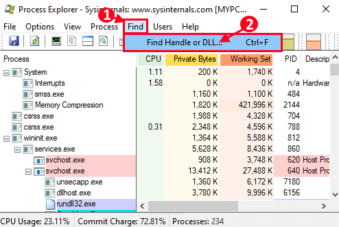 find-handle كيفية معرفة العملية التي تأمن الملف أو المجلد في Windows 10