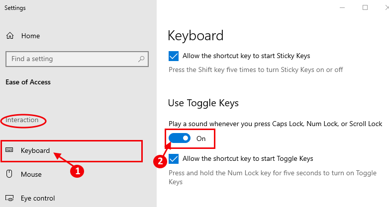 keyborad-toggle-keys كيفية جعل Caps lock يطلق صفيرًا عندما تضغط عليه في Windows 10