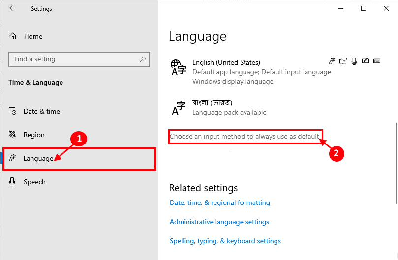 lanuage-_choose-an-input إصلاح: Caps Lock عالق في Windows 10