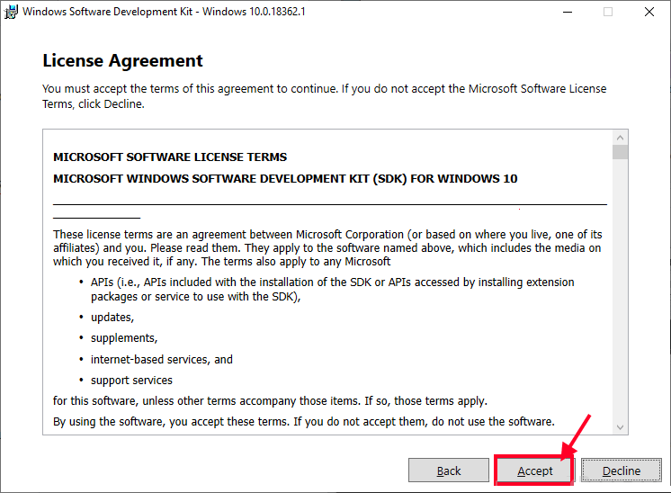 licesnce-agrrement كيفية قراءة ملفات تفريغ الذاكرة في Windows 10