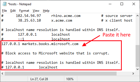 notepad-paste إصلاح: اتصال Microsoft مشبوه محظور من قبل برنامج مكافحة الفيروسات في Windows 10